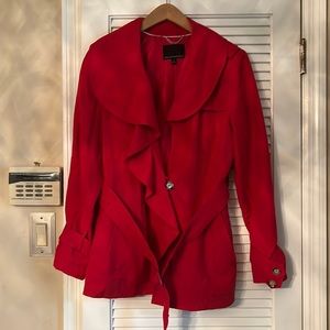 Beautiful bright red linen trench jacket from Banana Republic